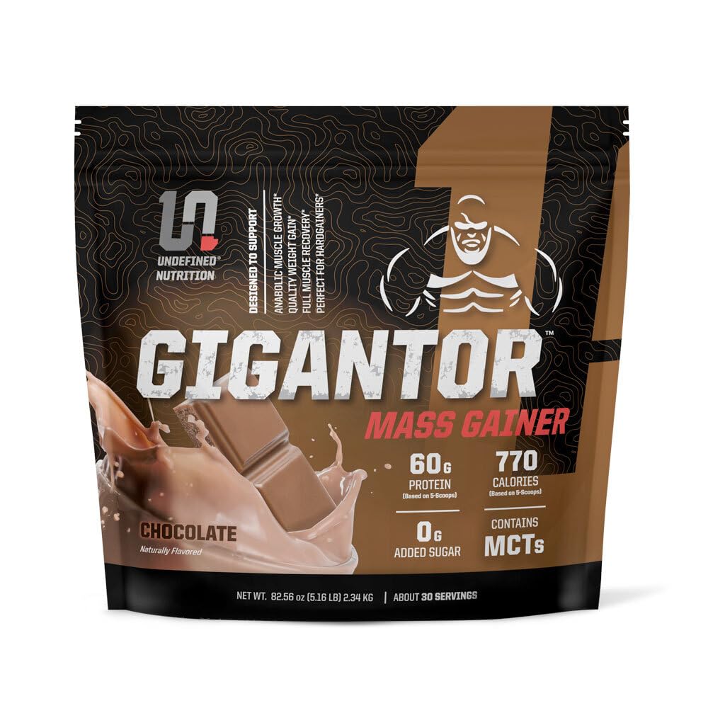 Brian Shaw(60g Protein、30サービング、最大790品質カロリー)によるUndefined Nutrition Gigantor Mass Gainer - 5相プロテインブレンド付きハードゲインフォーミュラ(5.16ポンド、チョコレート)