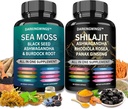Shilajitと海苔コンボ - 海苔3000mg、黒い種子油2000mg、Ashwagandha 2000mg、Shilajit 9000mg、Rhodiola Rosea1000mg、Panax Ginseng1500mg |海苔とシラジットバンドル、すべての1つのサプリメント