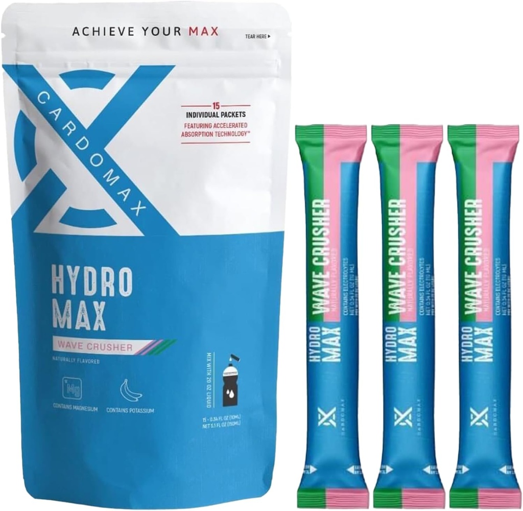 CardoMax Hydromax 電解ドリンク ミックス –Wavecrusher 味 15 液体のパケットとカリウム & マグネシウム – ゼロ 砂糖, Keto & ビーガン電解液のための急速な水和と回復サプリメント