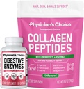 Physician's CHOICE - Full Gut Health Bundle: Collagen Peptides Powder + Digestive Enzymes 60ct for Digestive Comfort, Workout Recovery, & Skin, Nails, and Joint Support