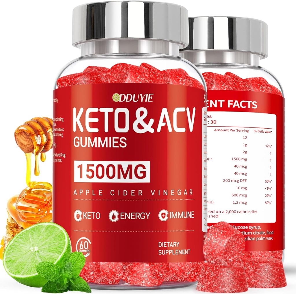 (2パック) Apple Cider Vinegar Gummies | Keto ACV Gummies for Supports Metabolism & Fat Burn with Vitamin B6 & B12 | ACV サプリメント | レモンハニーフレーバー | 女性と男性のための120ビーガン