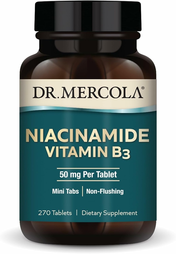 Dr. Mercola Niacinamide ビタミン B3-50 錠あたり mg - メタボリック健康をサポート - 非洗浄 - ミニタブ - 非GMO、グルテンフリー&大豆フリー - 270 サービング (270 錠)