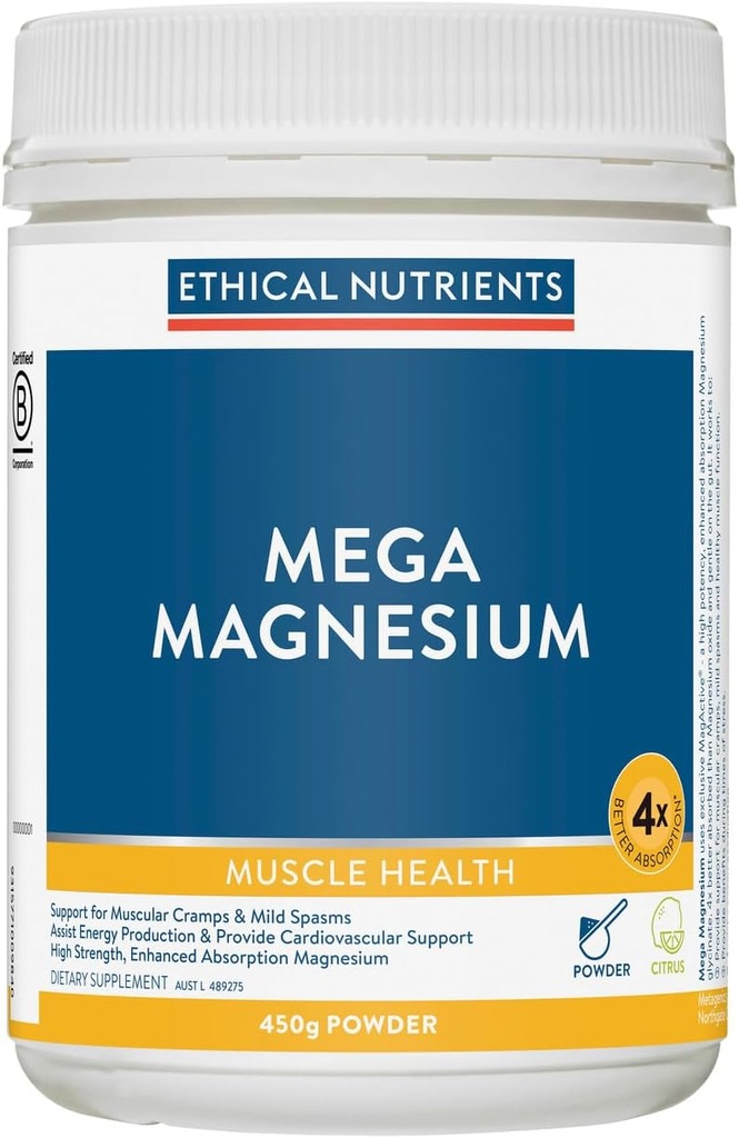 Ethical Nutrients Mega Magnesium Powder Citrus 450g