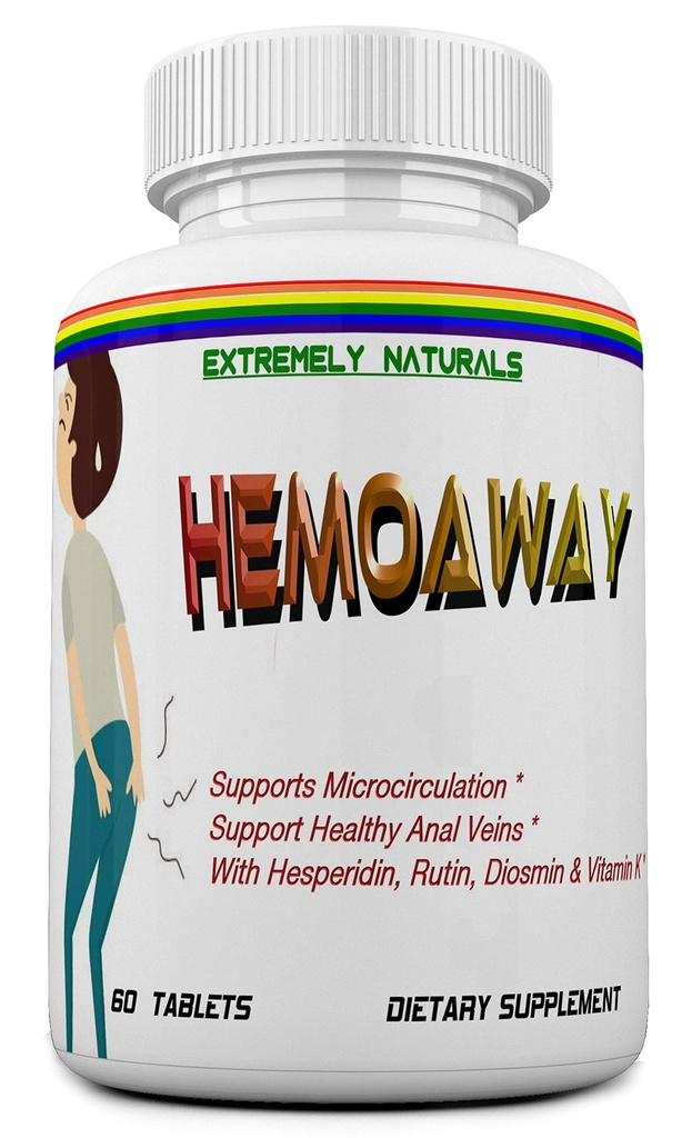 HEMOAWAYの自然な痔のビタミン。 パイル & 分析 火災救済. 60錠