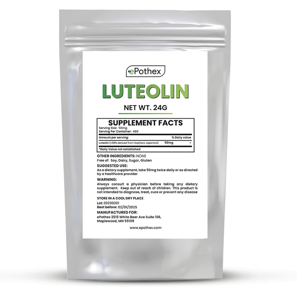 ePothexの純粋なLuteolinの粉24のグラム、頭脳および神経系サポートは、免疫機能、最高の吸収を促進します