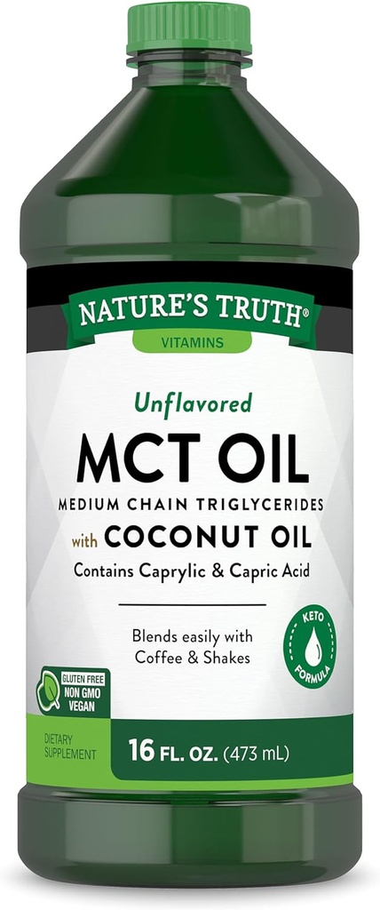 自然の真理 MCT オイル | 16 fl. oz | ケト, 風味の式 | ココナッツオイルで | ヴィーガン・非GMO・グルテンフリーサプリメント