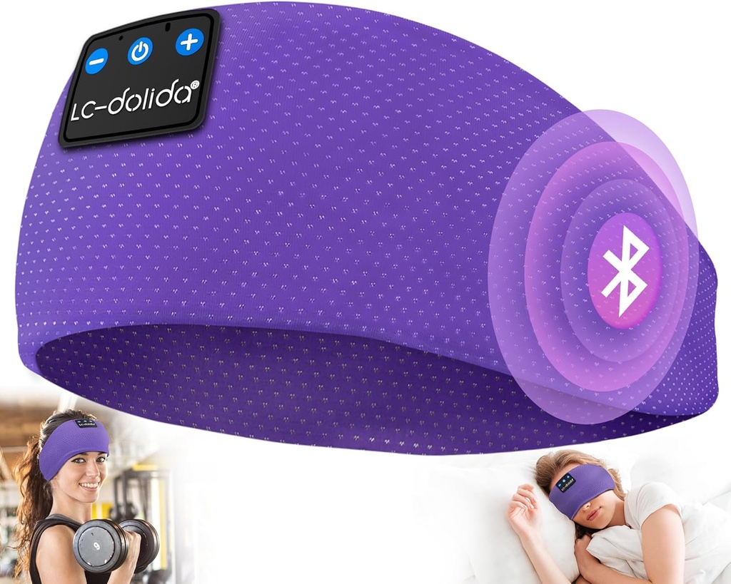 LC-dolidaの睡眠のヘッドホーン Bluetooth 5.4のヘッドバンドのヘッドホーンのイヤホーンの無線、睡眠のための睡眠のマスク、スポーツ、ギフト、ワークアウト、ジョギング、ヨガ、不眠症、空気旅行、瞑想