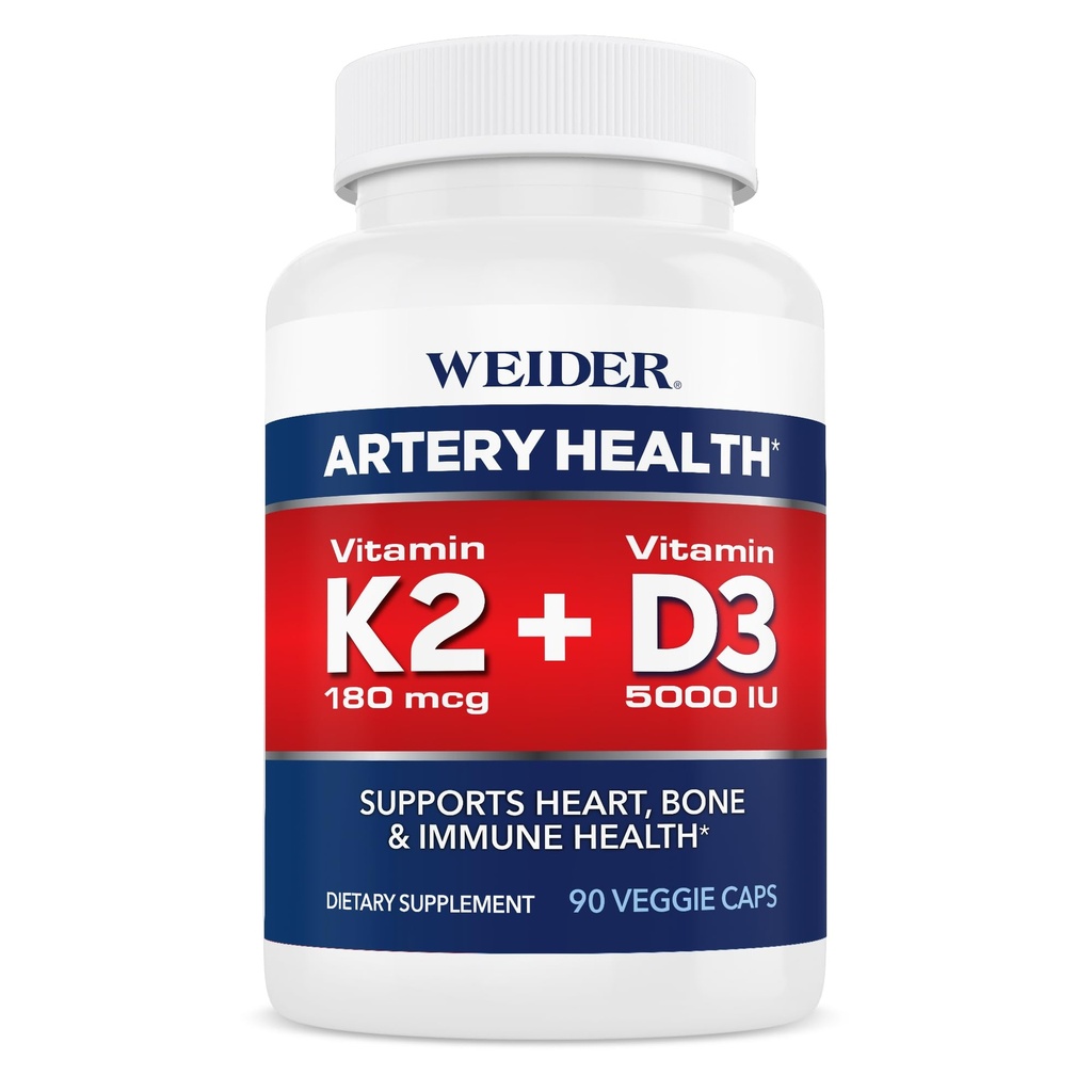 ワイダーアーチェリーの健康の補足、ビタミンK2 (180mcg)及びビタミンD3 (5000iu)、90の野菜のカプセル