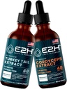 E2H:トルコテール&コルディセプ抽出物 - 免疫サポート、フォーカス、メモリ、クラリティ - 非GMO、ビーガン - 2 Fl Oz各(4 Fl Oz合計) - バンドル
