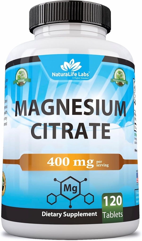 マグネシウムのクエン酸塩400 mg/サービング - 120錠、ビーガン、非GMO