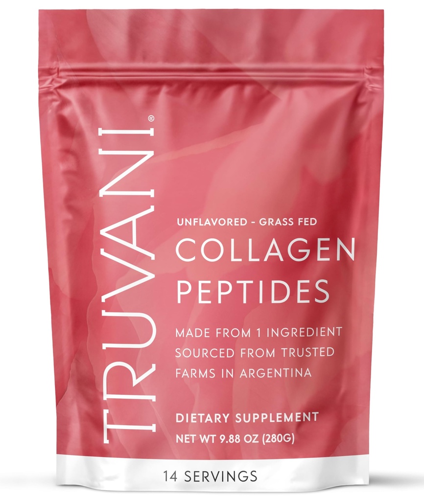 Truvani Hydrolyzed Collagen Peptides | Unflavored | 14 サービング | 20g グラスフェッドコラーゲンプロテインパウダー | ヘアケア・ネイル・肌・関節の健康を促進 | ケト | 乳製品・グルテンフリー | 女性・男性