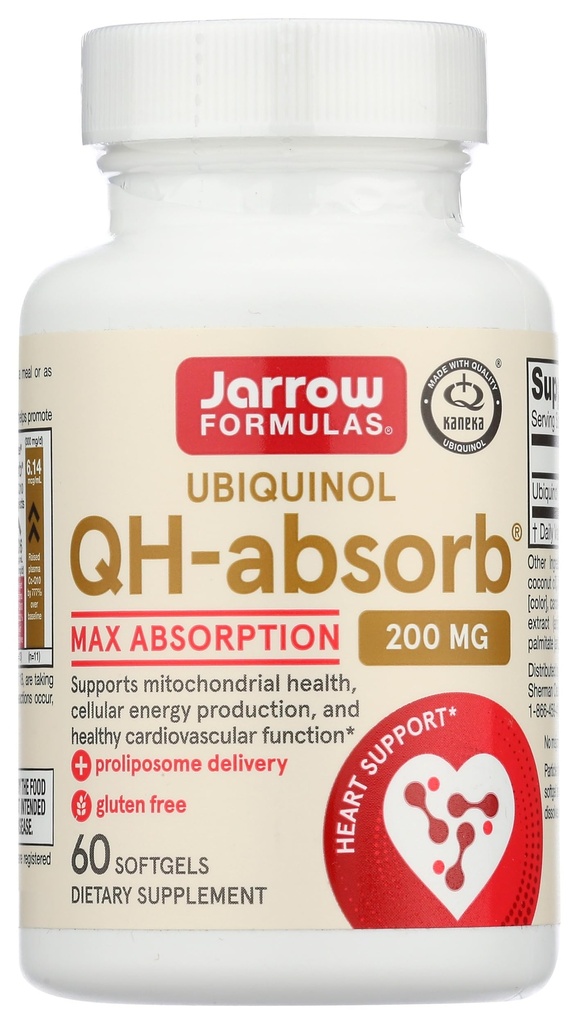 JarrowフォーミュラQH-absorb 200mg - 60Softgels - 高吸収性Co-Q10 - 活性抗酸化フォームCo-Q10 - Mitochondrialエネルギー生産と心血管の健康をサポート - 60給