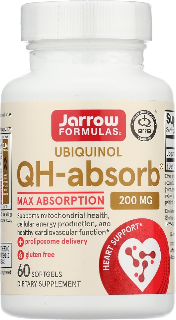 JarrowフォーミュラQH-absorb 200mg - 60Softgels - 高吸収性Co-Q10 - 活性抗酸化フォームCo-Q10 - Mitochondrialエネルギー生産と心血管の健康をサポート - 60給