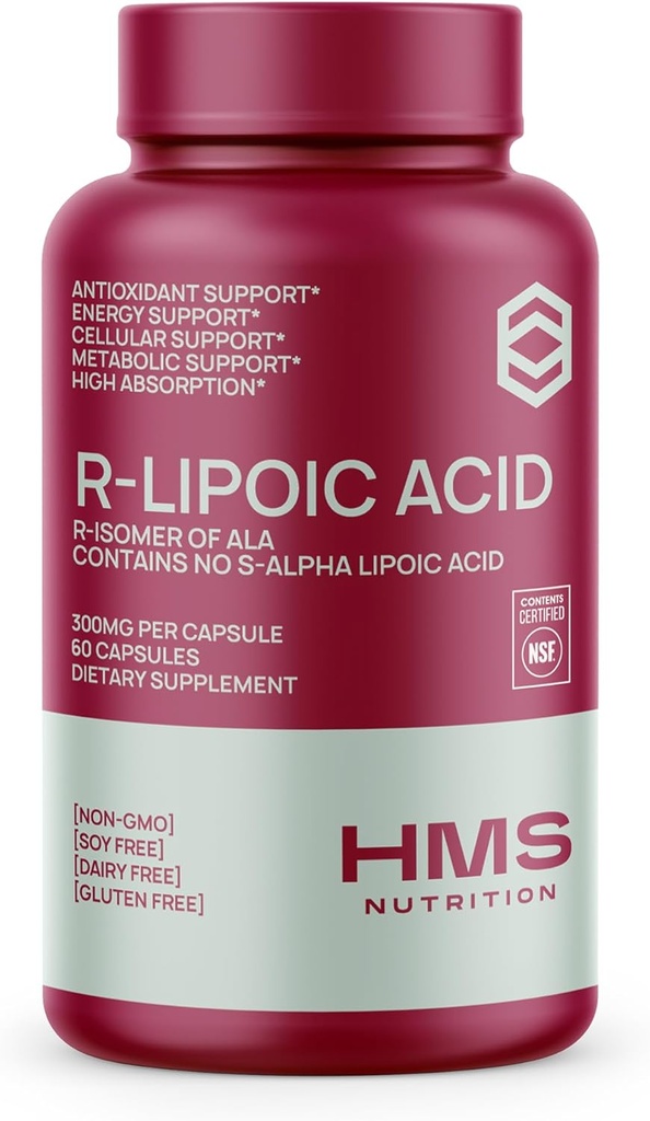 サービングごとの安定させたR-Lipoicの酸300mg、NerveのためのRアルファLipoicの酸ALAの補足のAntioxidant、エネルギー及びMetabolismサポート、NSFの公認の補足、非GMO及びビーガン、60カプセル、2か月の供給