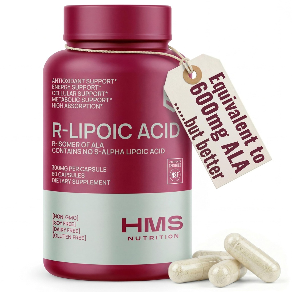 サービングごとの安定させたR-Lipoicの酸300mg、NerveのためのRアルファLipoicの酸ALAの補足のAntioxidant、エネルギー及びMetabolismサポート、NSFの公認の補足、非GMO及びビーガン、60カプセル、2か月の供給