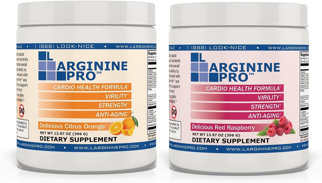 L-ARGININE PRO | 5,500mg L-Arginine Plus L-Citrulline 1,100mg オレンジ&ラズベリーパウダードリンクミックスサプリメント 窒素酸化物製造用