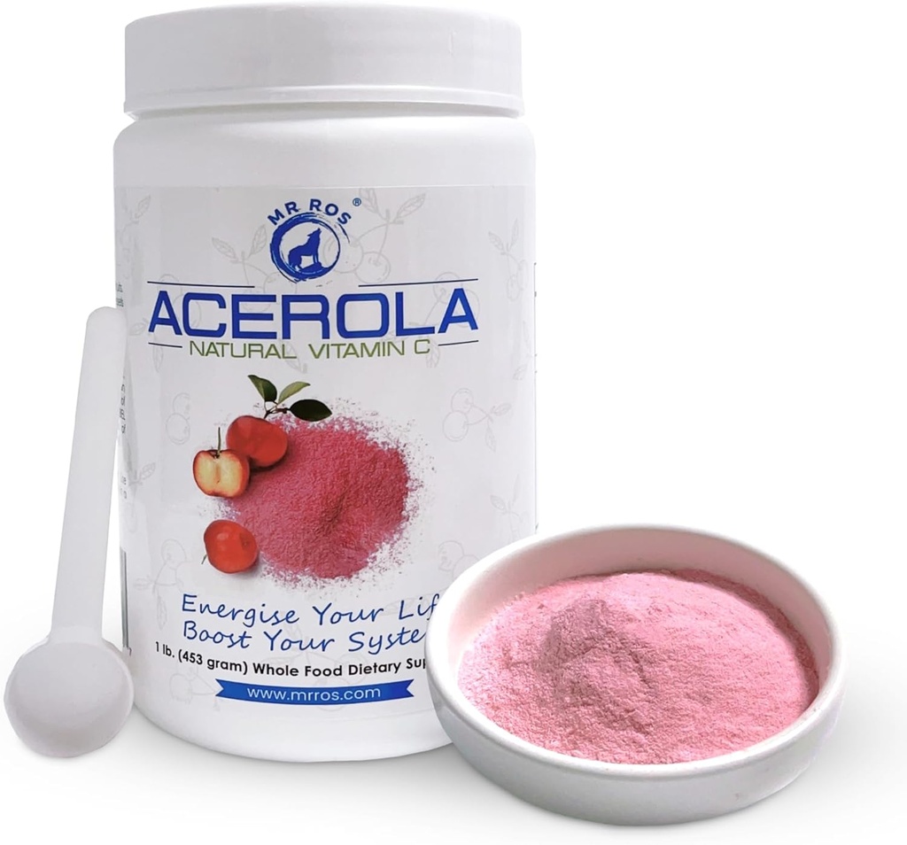 天然ビタミンC | Acerola Cherry Naturally Grown Powder 1 Lb(16 Oz - 453グラム) - オリジンノーベル賞受賞者免疫システムブースター、非GMO全フードビタミンCサプリメント