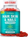 Hair Skin and Nails Gummies with High Potency Biotin 5000mcg | Tasty Hair Vitamins for Women Men and Kids | Gluten Free Hair Nail and Skin Vitamins Plus Biotin Gummies for Hair Growth