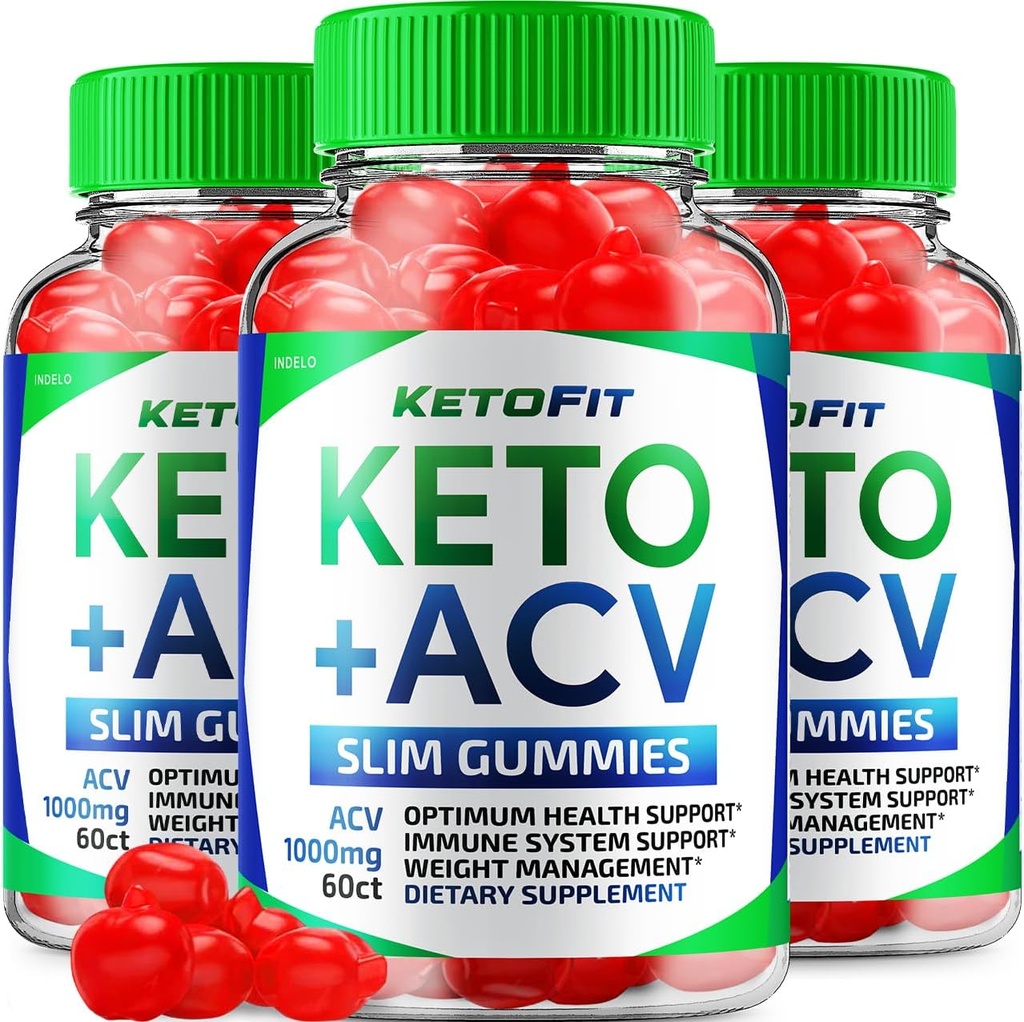 (3パック) Ketofit ACVグミーアドバンスト1000mg、KetoFit Keto + ACV重量管理グミーApple Cider Vinegar Keto Fit栄養補助食品KetofitグミーレビュービタミンB12 B6(180グミー)