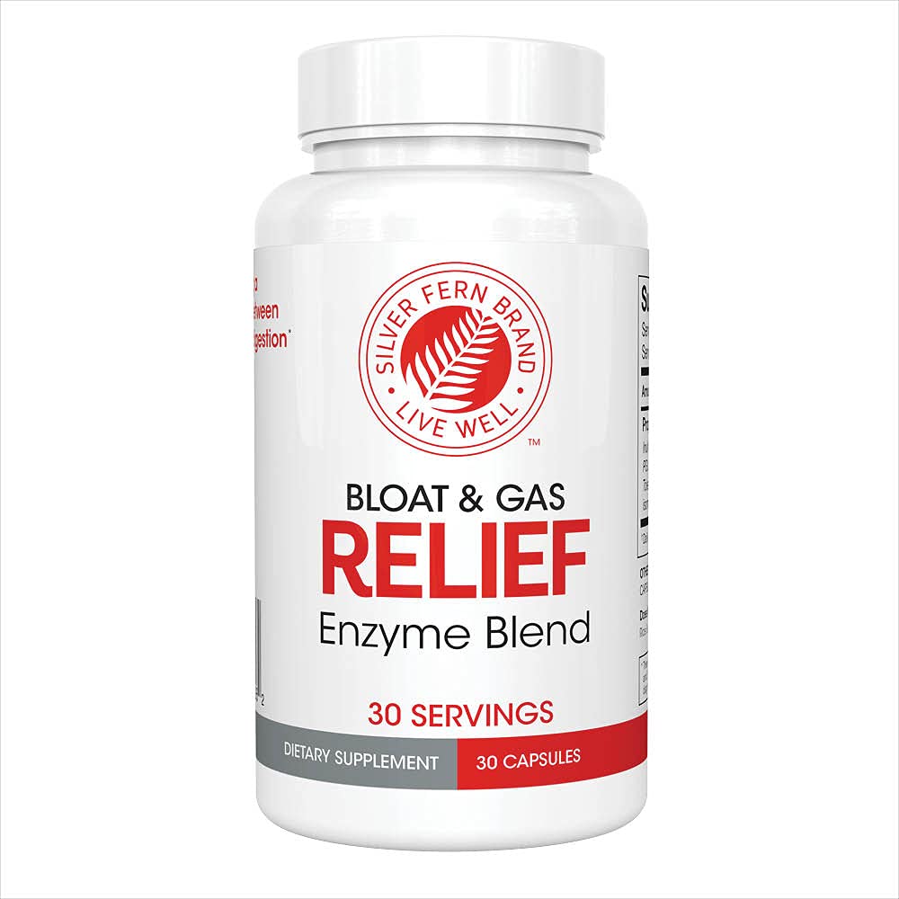 シルバー・フェルン・ブラート&ガスリリーフ消化酵素ブレンド - 1ボトル = 30サービング - FODMAP&Bloating Digestion Supplement with Tolerase L、Pectinase&More(1ボトル)