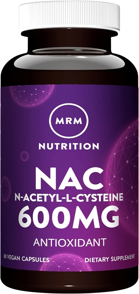 MRM栄養N-アセチル-システイン(NAC) 600mg | 抗キゾイダント | 回復健康 | 肝健康 | ミツトコンドリア健康 | 完全菜食主義者 + グルテンフリー | 60 摂食