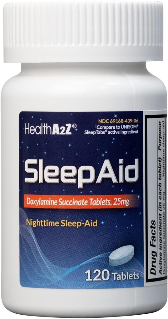 HealthA2Z® 睡眠補助剤 | Doxylamine の隣酸塩のタブレット 25mg | 120 の計算(パッケージ 1)