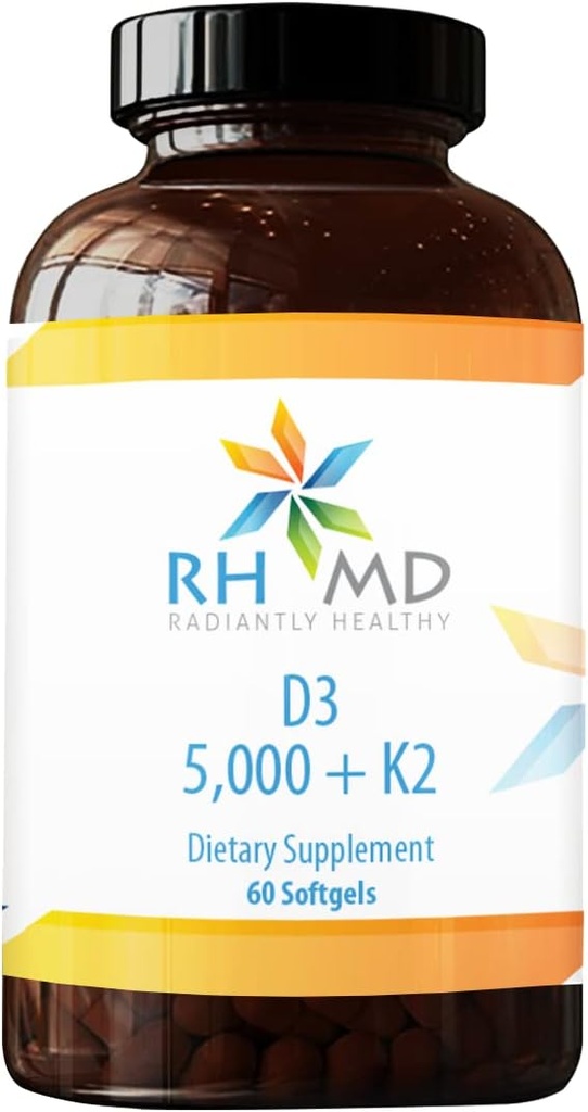 RHMD D3 5,000 + K2 Dietary Supplements (60 Softgels)