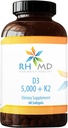 RHMD D3 5,000 + K2 サプリメント (60 Softgels)