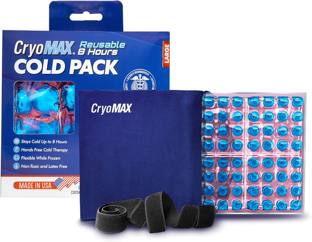 CryoMAX 冷たいパック、再使用可能な、乳液は放します、8 時間風邪療法、大きい、12" x 12" (1 カウント)