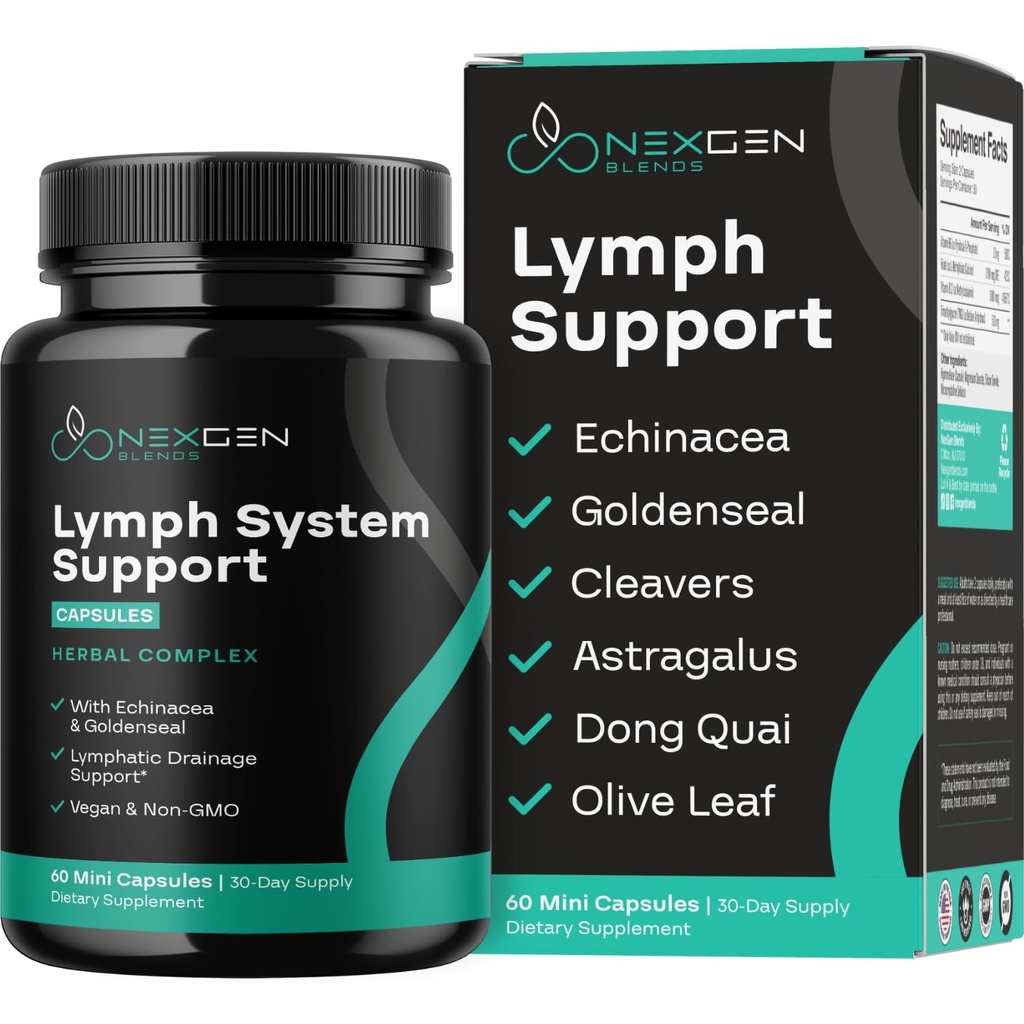 草のリンパシステム サポート補足-EchinaceaのGoldenseal Astragalus及びリンパ排水及び免疫サポートのためのHydroxytyrosol - ビーガン非GMOグルテンフリー(1か月)