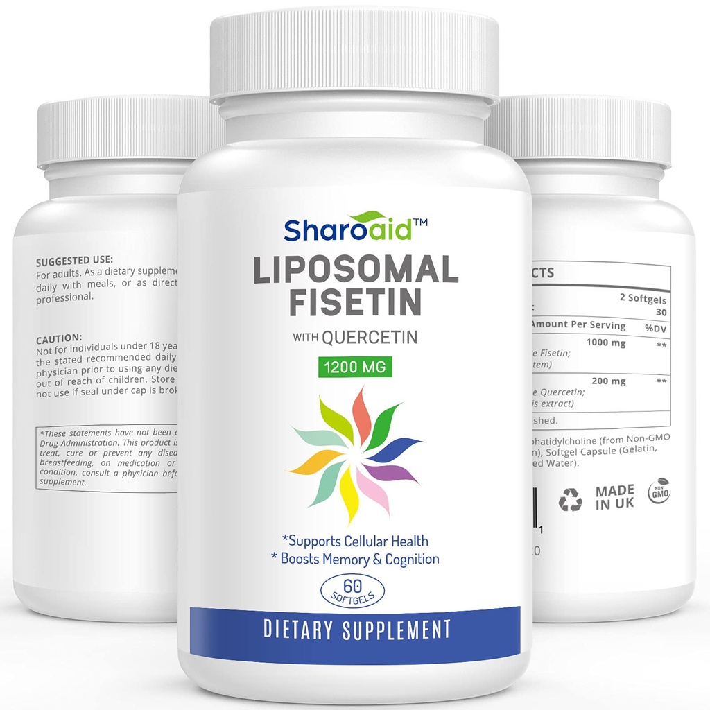 QuercetinとLiposomal Fisetinは1200 mg/のサービング、女性のための高い吸収のポリフェノールの酸化防止剤、無GMOのグルテンフリー、1本のびん-60のSoftgelsを補います