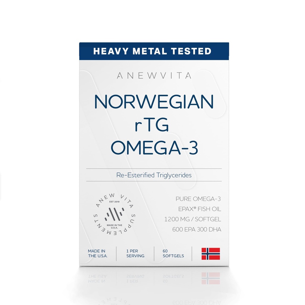 Norwegian rTG Omega 3 魚油 のための 脳 & 心臓ブースト, トリグリセリド フィッシュ オイルオメガ 3 サプリメント, 300 DHA 600 EPA オメガ 3 ソフトゲル 必須脂肪酸 目, 皮膚 & 関節, 1200 mg, 60 のサービング