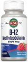 KAL Vitamin B12 Methylcobalamin 5000mcg, Healthy Energy, Metabolism, Nerve & Red Blood Cell Support,* Fast Dissolve ActivMelts, Optimal Absorption, Natural Raspberry Flavor, 90 Servings, 90 Micro Tabs