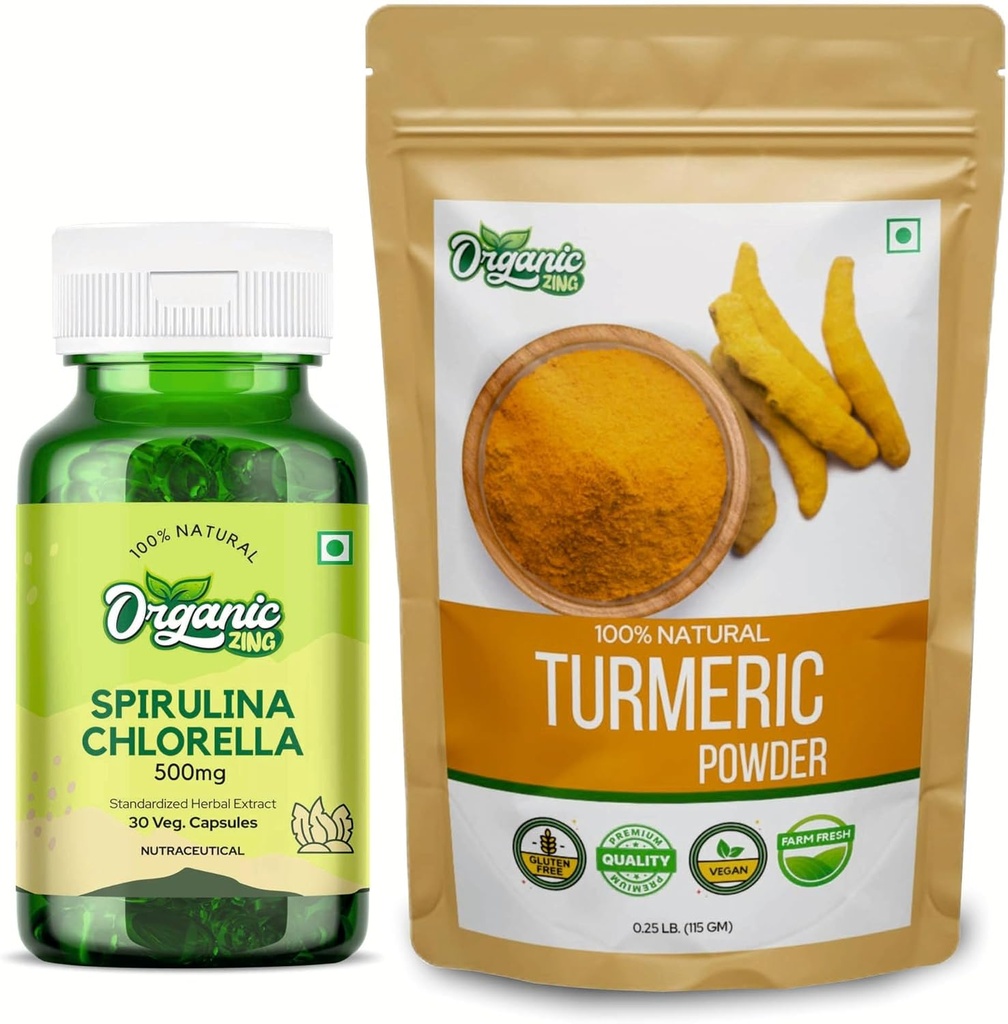 ORGANIC ZINGのSpirulinaのカプセル- 30Cap及びタービン粉115g