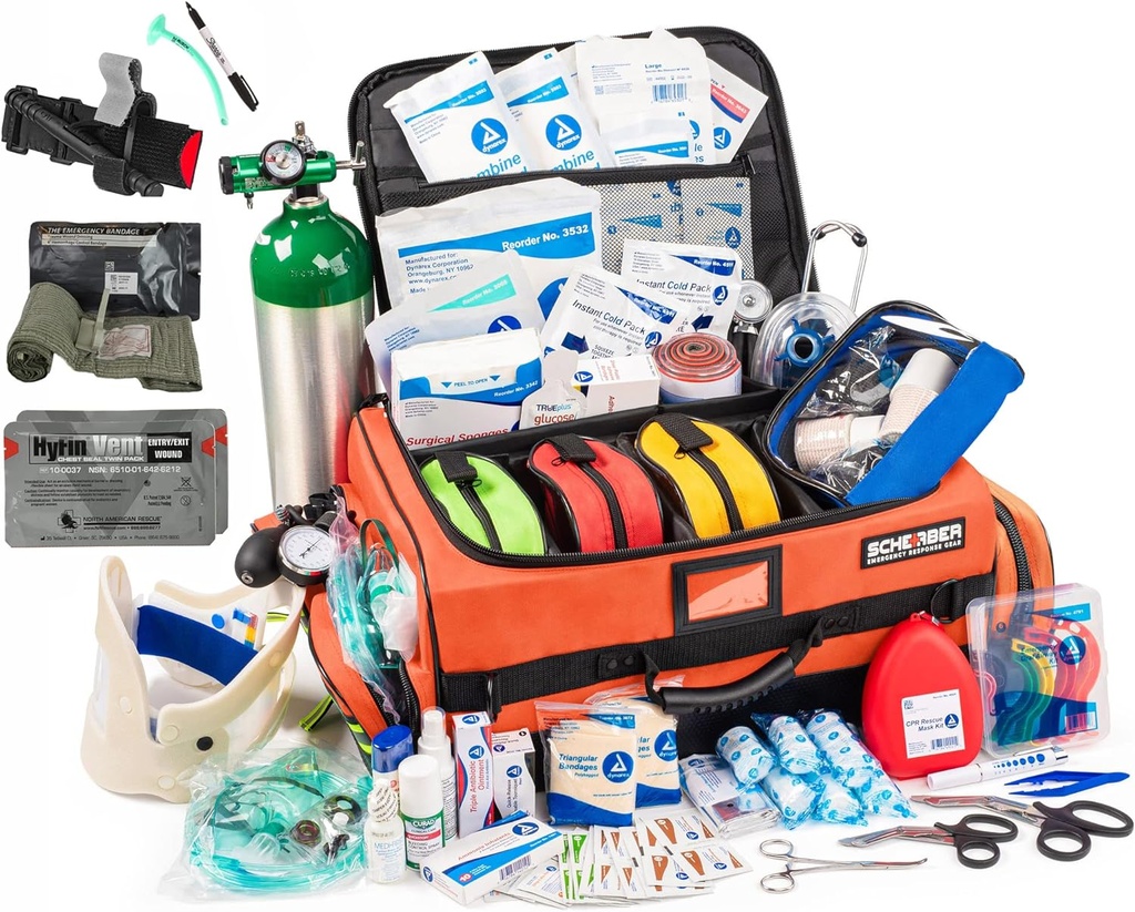 シュerber 完全販売プレミアム応対バッグ | HSA/FSA 承認済み | 大型プロ EMT/EMS トラウマ、ブリード&酸素医療キット | CAT ケストシール、ハイフィンチェストシール、260+ 応急用品(オレンジ)