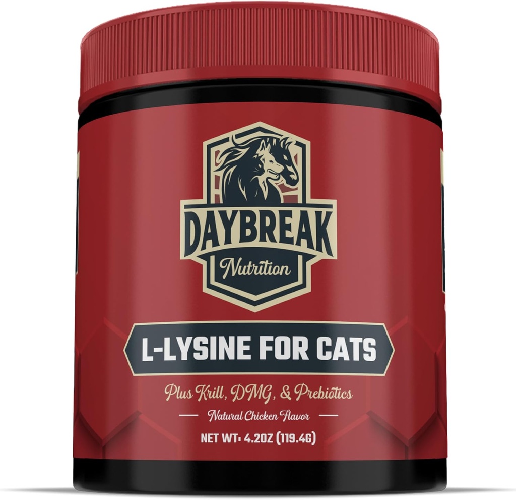 猫と子猫のためのL-Lysine - 免疫と呼吸器サポートのための猫のための900 mg Lリジンパウダー - L-Lysine、プレバイオティクス、Krill、および免疫システムのためのDMG、目の健康&Sneezing
