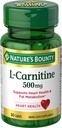 Nature's Bounty L-Carnitine、心臓の健康と脂肪代謝、アミノ酸サプリメント、500 mg、30錠をサポート