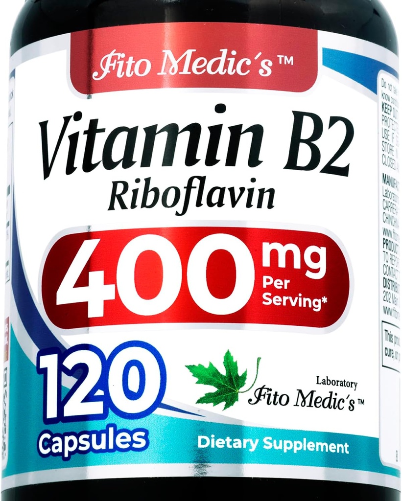FITO MEDIC'S Lab | ビタミンB2 |120カプセル | 400mg | リボフラビン400mg | b2 ビタミン400mg | b2 | b2 | リボフラビン | 超高吸収