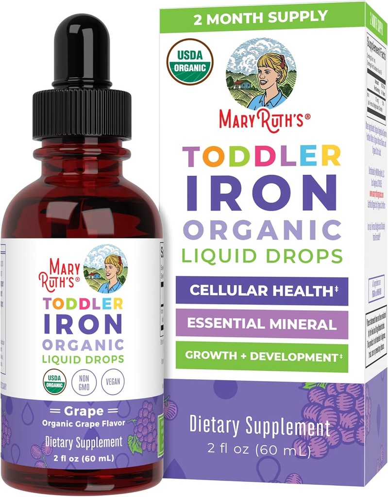 MaryRuth Organic Iron Supplement for Toddlers | 乳鉄サプリメント 1-3 | 鉄欠乏症の鉄サプリメント | フェロッシェル | 砂糖フリー | 完全菜食主義者 | 完全菜食主義者 | 完全菜食主義者 | グルテンフリー | 2 Fl Oz