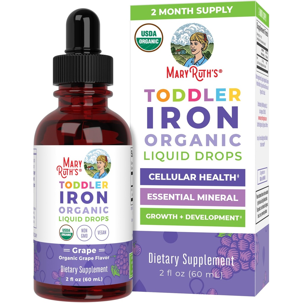 MaryRuth Organic Iron Supplement for Toddlers | 乳鉄サプリメント 1-3 | 鉄欠乏症の鉄サプリメント | フェロッシェル | 砂糖フリー | 完全菜食主義者 | 完全菜食主義者 | 完全菜食主義者 | グルテンフリー | 2 Fl Oz