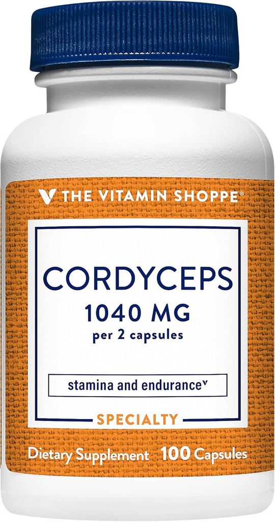 The Vitamin Shoppe Cordyceps Mushroom Supplement 1,040MG, Supports Stamina and Endurance (100 Capsules)