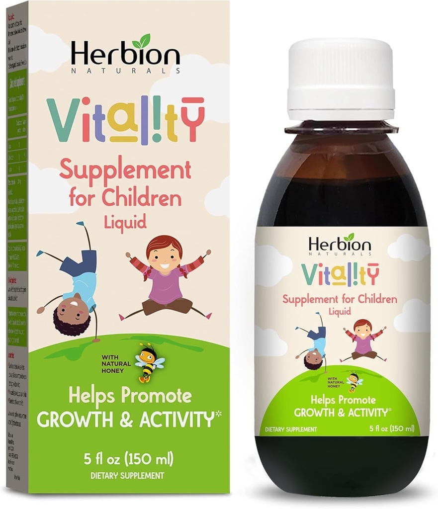 HERBION Naturals Vitality Supplement for Children, Promotes Growth and Appetite, Relieves Fatigue, Improves Mental & Physical Performance, for Kids 1 Year & Above, 5 Fl Oz (Pack of 1)