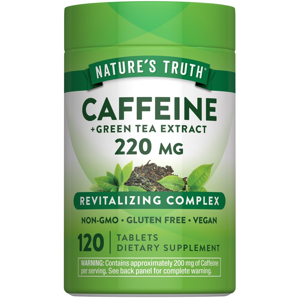 自然の真理カフェインの丸薬 | 220mg | 120カウント | 緑茶エキスで | ヴィーガン・非GMO・グルテンフリーサプリメント