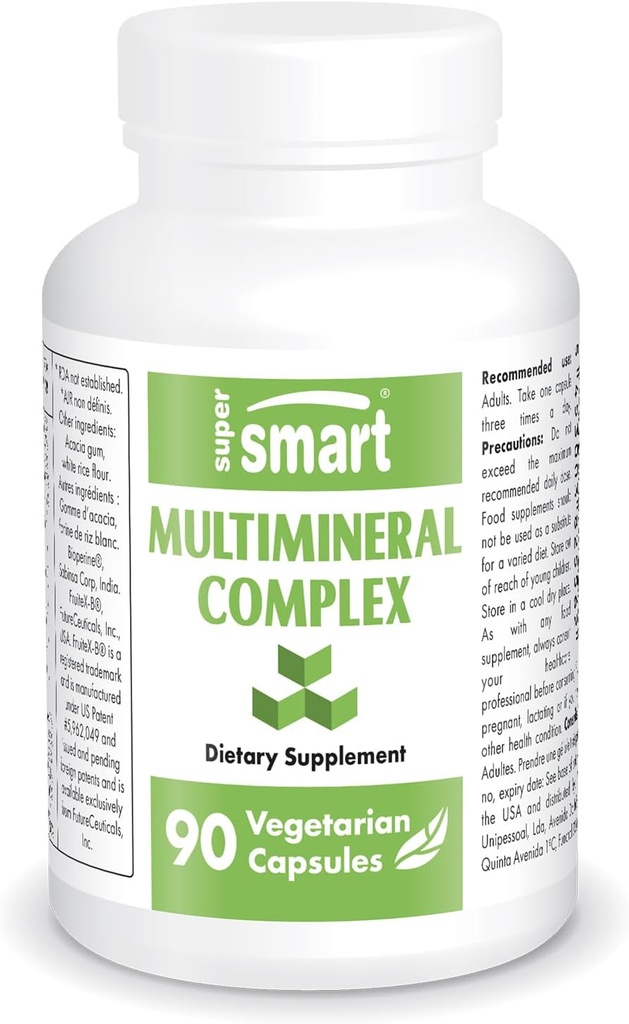 SuperSmart - Multimineral Complex Supplement (Full Spectrum) - with Magnesium, Zinc, Boron, Calcium, Chromium, Selenium, Iodine, Potassium | Non-GMO & Gluten Free - 90 Vegetarian Capsules