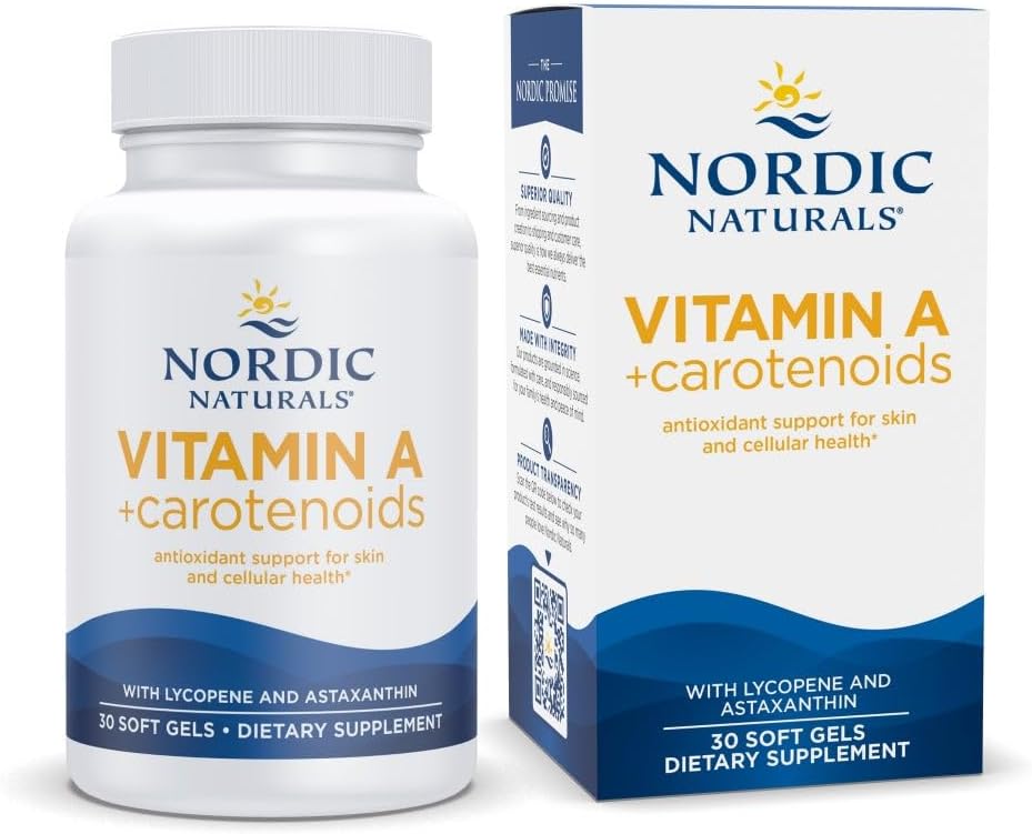 Nordic Naturals Vitamin A + Carotenoids、Unflavored - 30 Soft Gels - Lycopene & Astaxanthin - 皮膚、細胞の健康をサポート - Non-GMO - 30 サービング