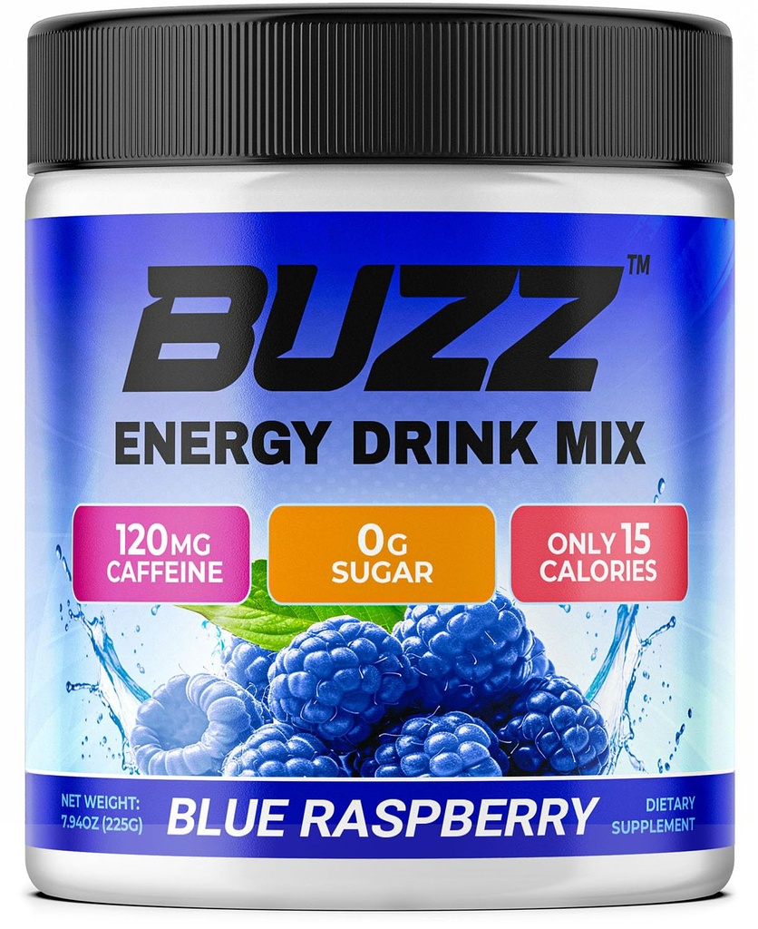 モーニングブズエナジードリンクパウダー - エネルギーブーストドリンクミックス - 酸化防止剤と砂糖フリーエネルギー - モーニングキックスタートとスポーツ栄養耐久性製品 - 30サービング、ブルーラズベリー、8オンス