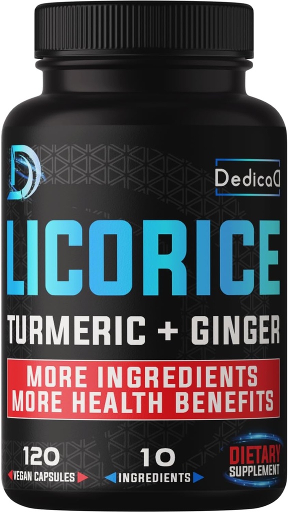 Licoriceの根は皮、消化及び免疫の健康サポートのための4か月の6800mg - 10in1混合されたターメリックのクルクミン、ジンジャーの根、Peppermintの葉及び他-非GMO - 120のビーガンカプセルをカプセルに入れます