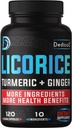 Licoriceの根は皮、消化及び免疫の健康サポートのための4か月の6800mg - 10in1混合されたターメリックのクルクミン、ジンジャーの根、Peppermintの葉及び他-非GMO - 120のビーガンカプセルをカプセルに入れます