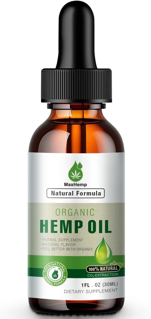 Hemp Oil Organic Premium - Maximum Strength - 100% Natural Hemp Drops Tincture - Hemp Oils with Vegan