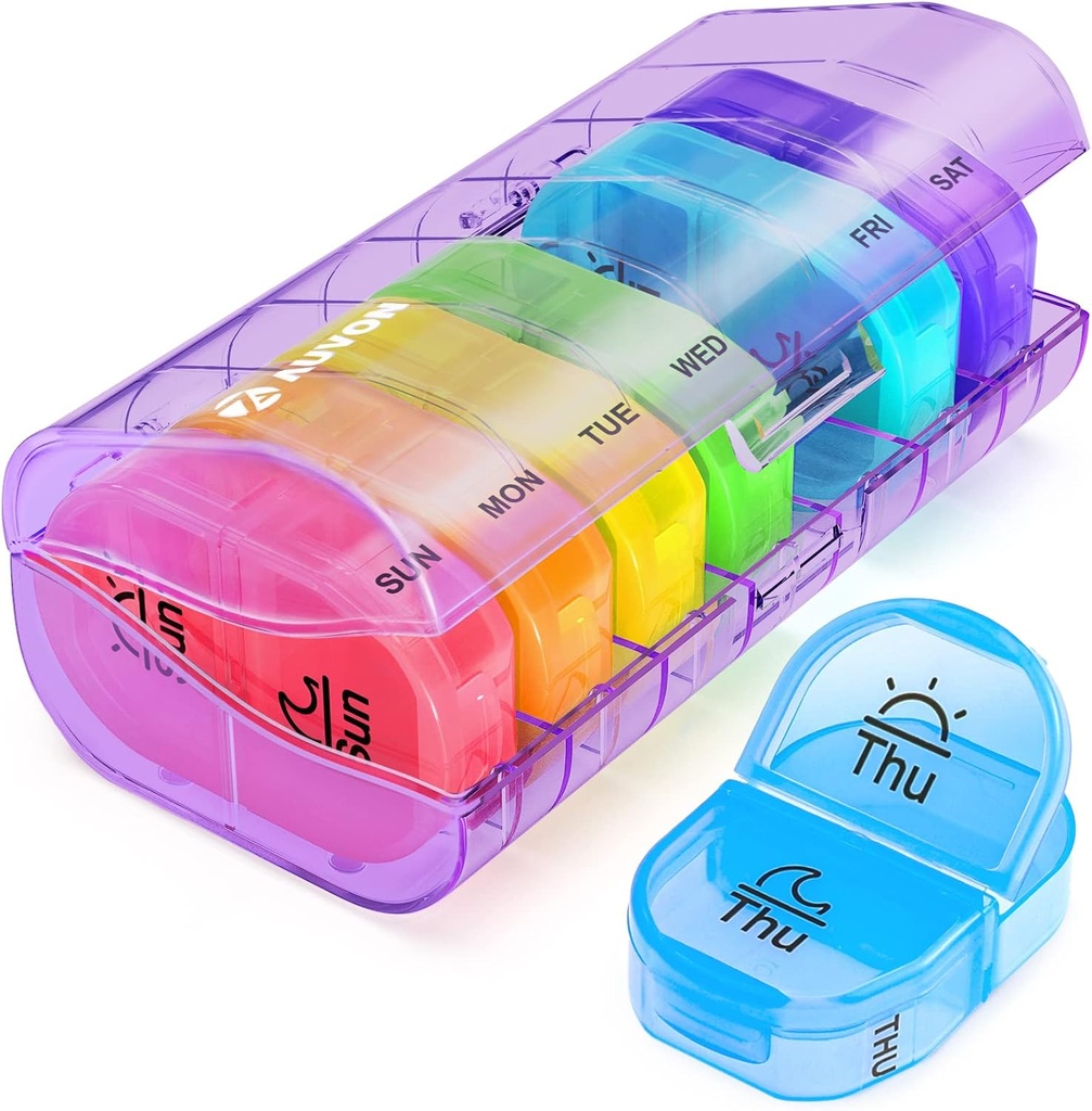 AUVON Pill Box 2 日、週刊Pillオーガナイザー AM PM、7 日刊ポケットケース ビタミン、薬、薬、サプリメントを保持